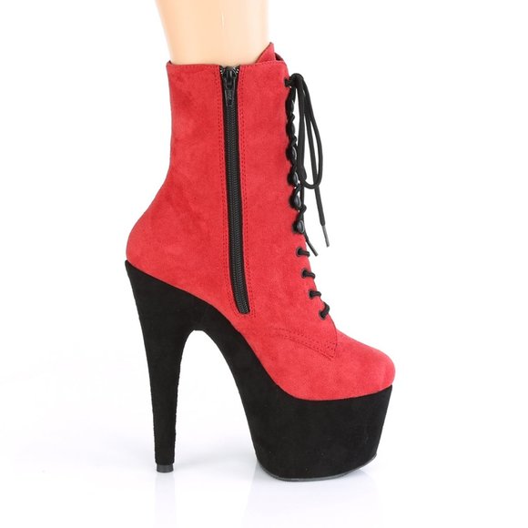 Suede Platform High Heel Lace Up Ankle Boots